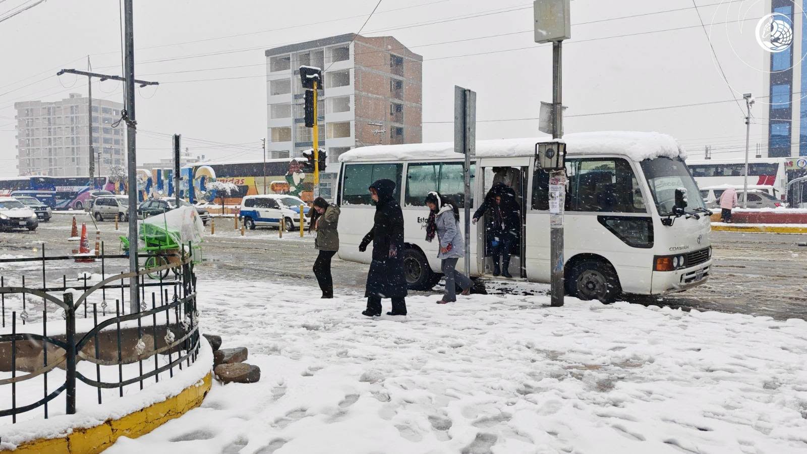 Una de las nevadas caída en la ciudad de Oruro. Foto: Alcaldía de Oruro.