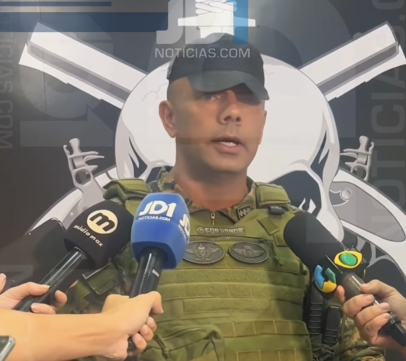 Comandante del BOPE, Rigoberto Rocha, en contacto con la prensa brasileña. Foto: Captura JD1.