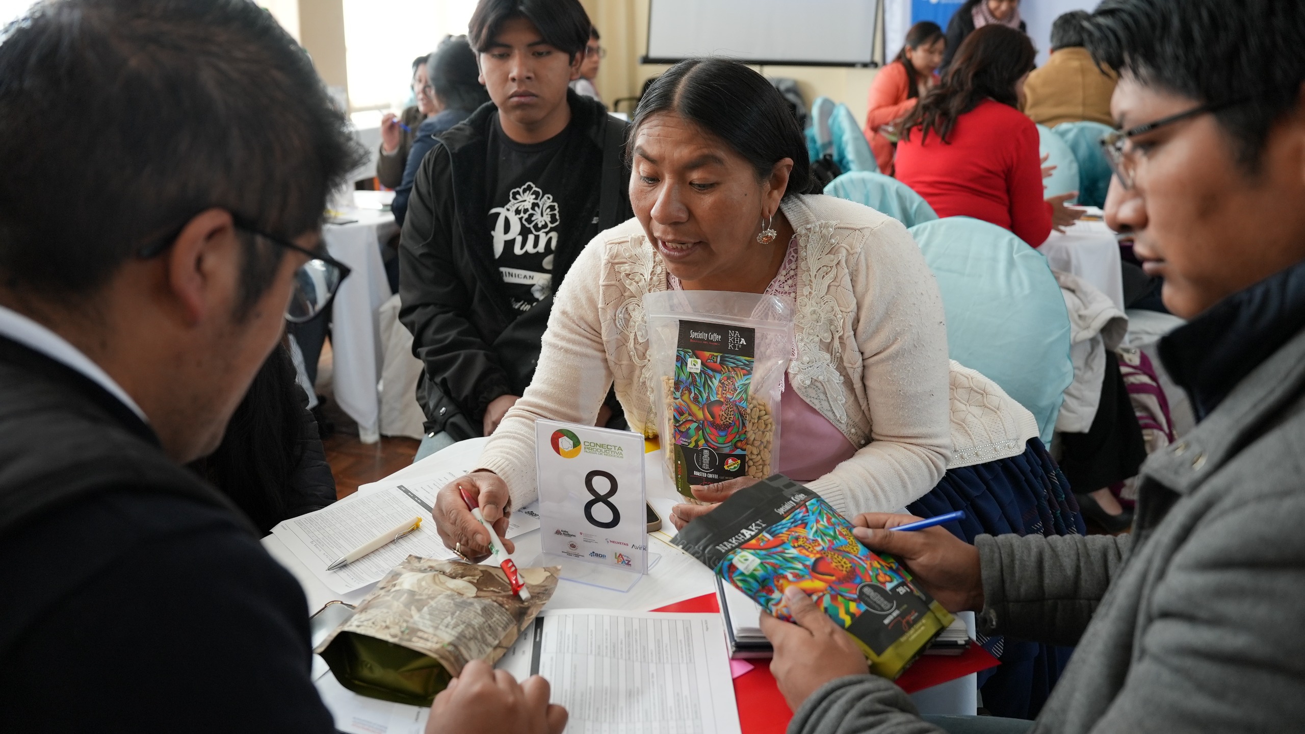 Rueda de negocios "Conecta Productiva" realizado en la ciudad de La Paz. Fotos: Ministerio de Producción Sostenible, Medio Ambiente y Agua.
