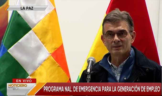 El presidente del Estado, Rodrigo Paz, el lanzamiento del Programa Nacional de Emergencia para la Generación de Empleo.