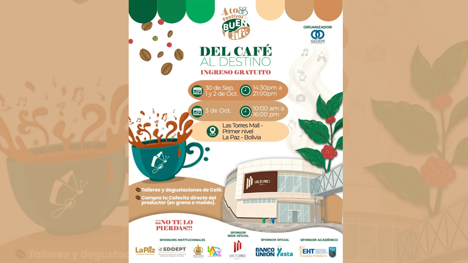 Afiche oficial para cuarta versión del festival del café en La Paz.