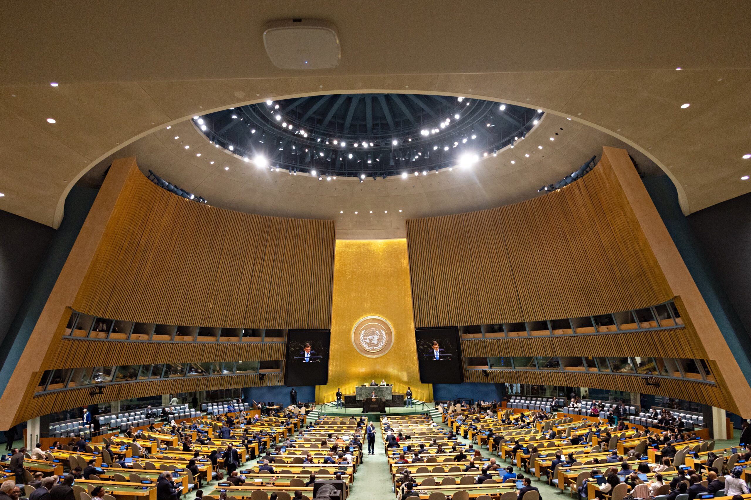 El presidente Rodrigo Paz durante su intervención en la Asamblea de la ONU, en Nueva York. Foto: Oficina del Presidente.