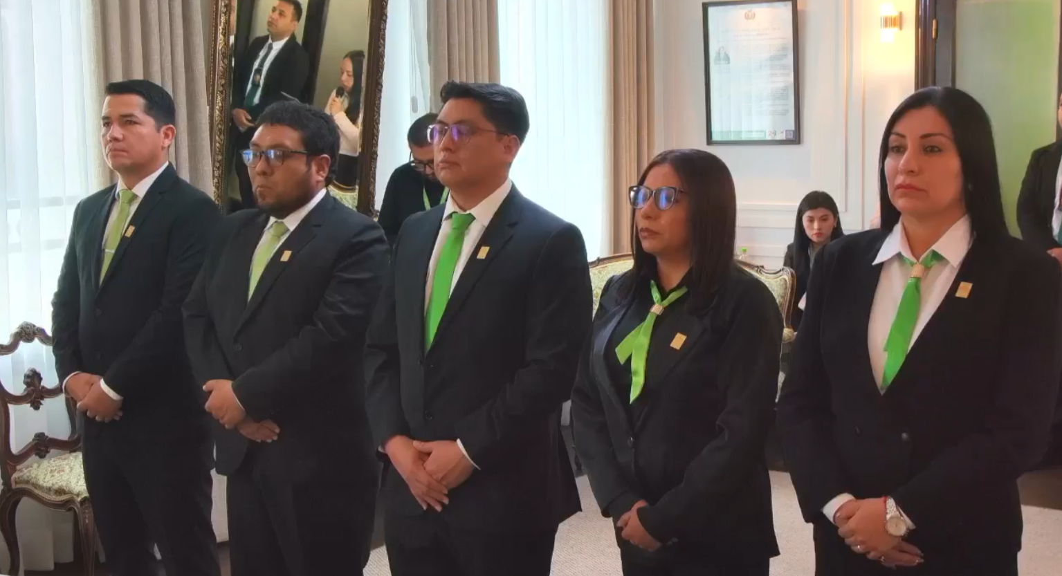 Posesión de cinco nuevos fiscales en Bolivia. Foto: Captura Fiscalía General del Estado.