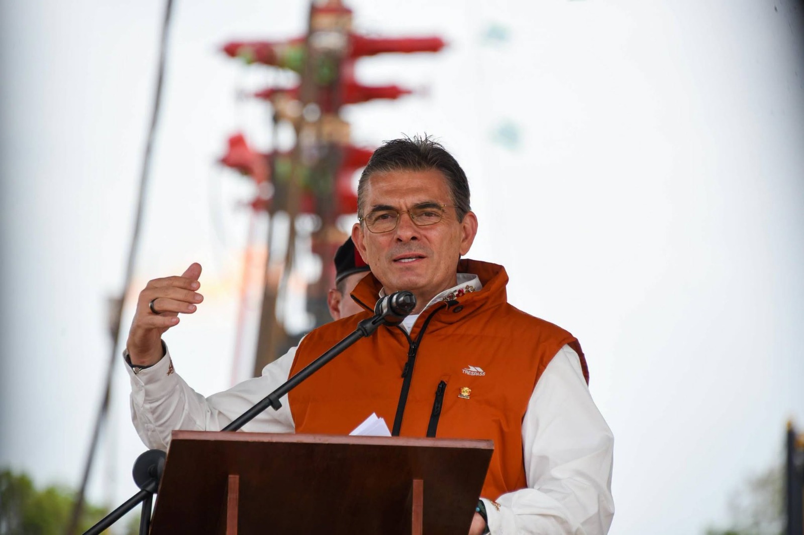 El presidente Rodrigo Paz durante su discurso en Okinawa. (Foto: Oficina del Presidente)
