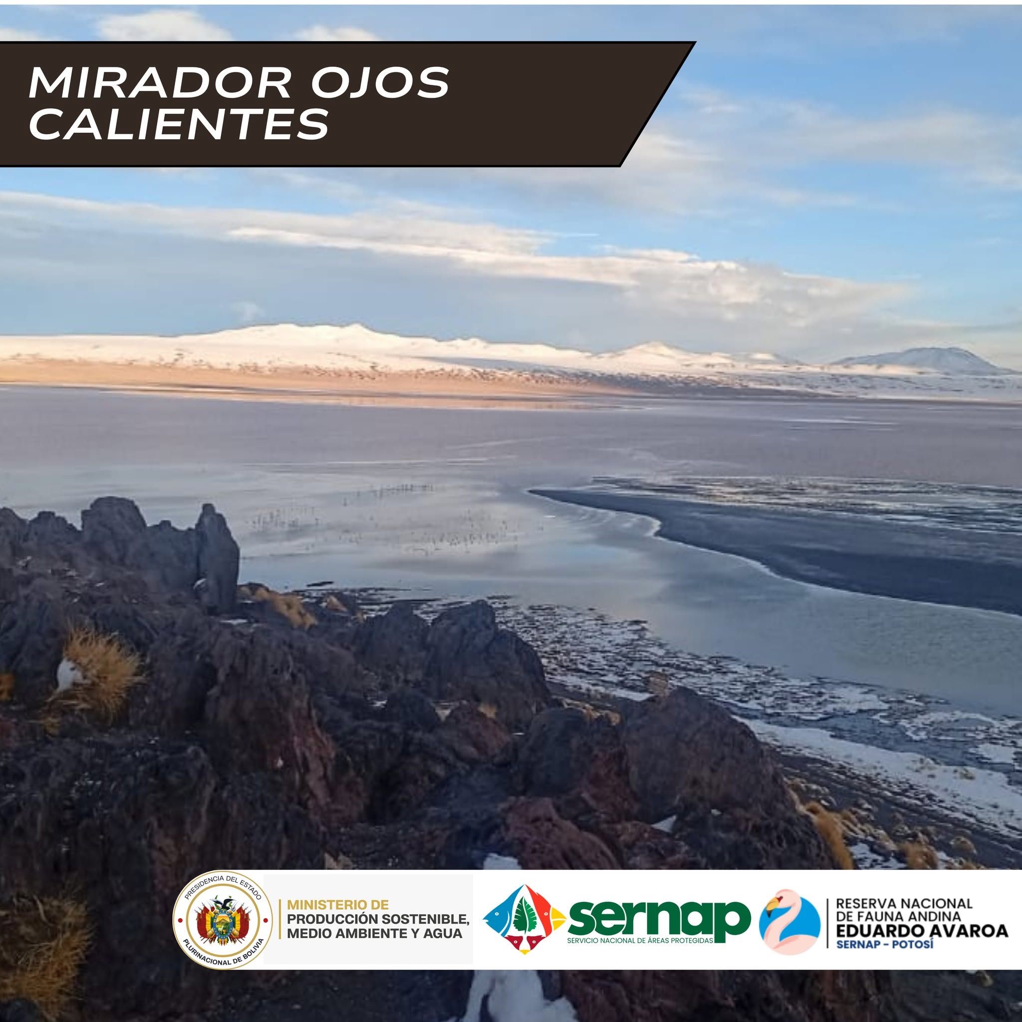 Mirador Ojos Calientes, Reserva Nacional de Fauna Andina Eduardo Avaroa. Foto: RNFA-EA.