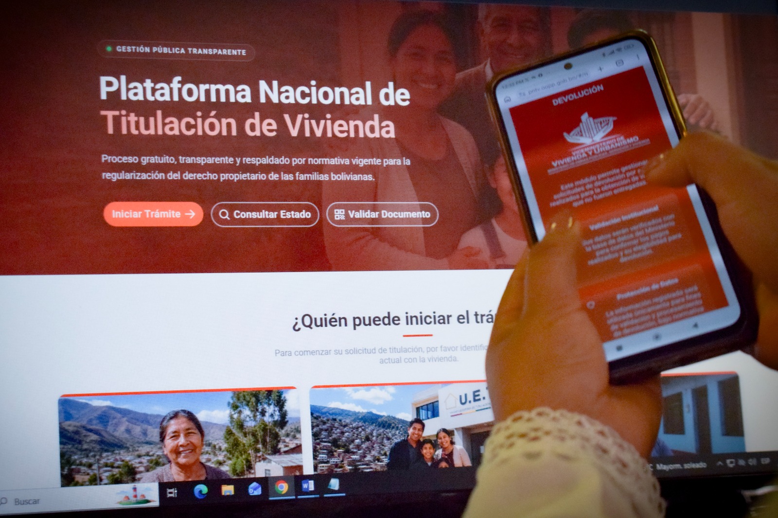 La página web está disponible para iniciar los trámites. Foto: MOPSV.