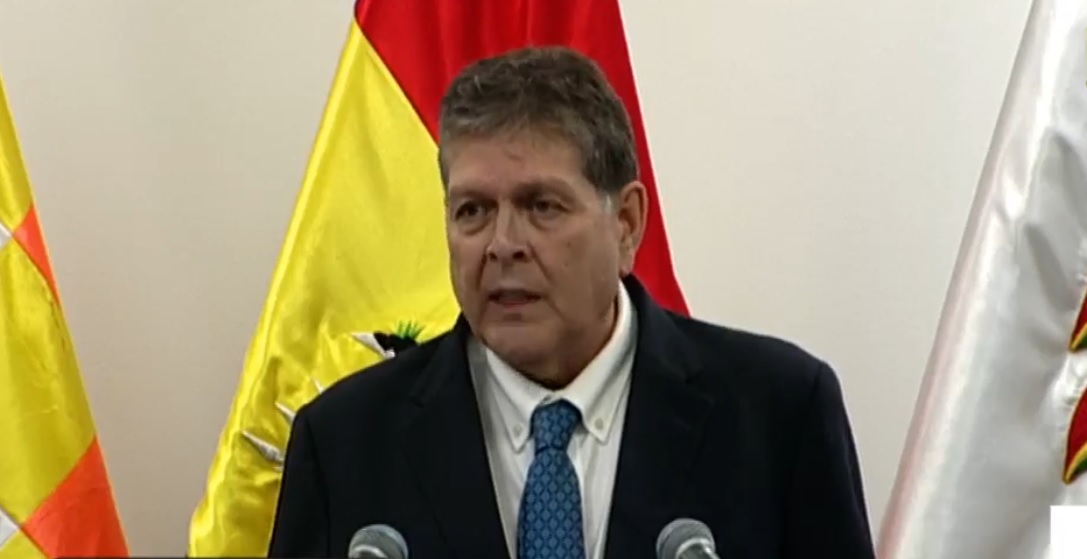 El ministro de Hidrocarburos y Energías, Marcelo Blanco, en conferencia de prensa. Foto: captura video