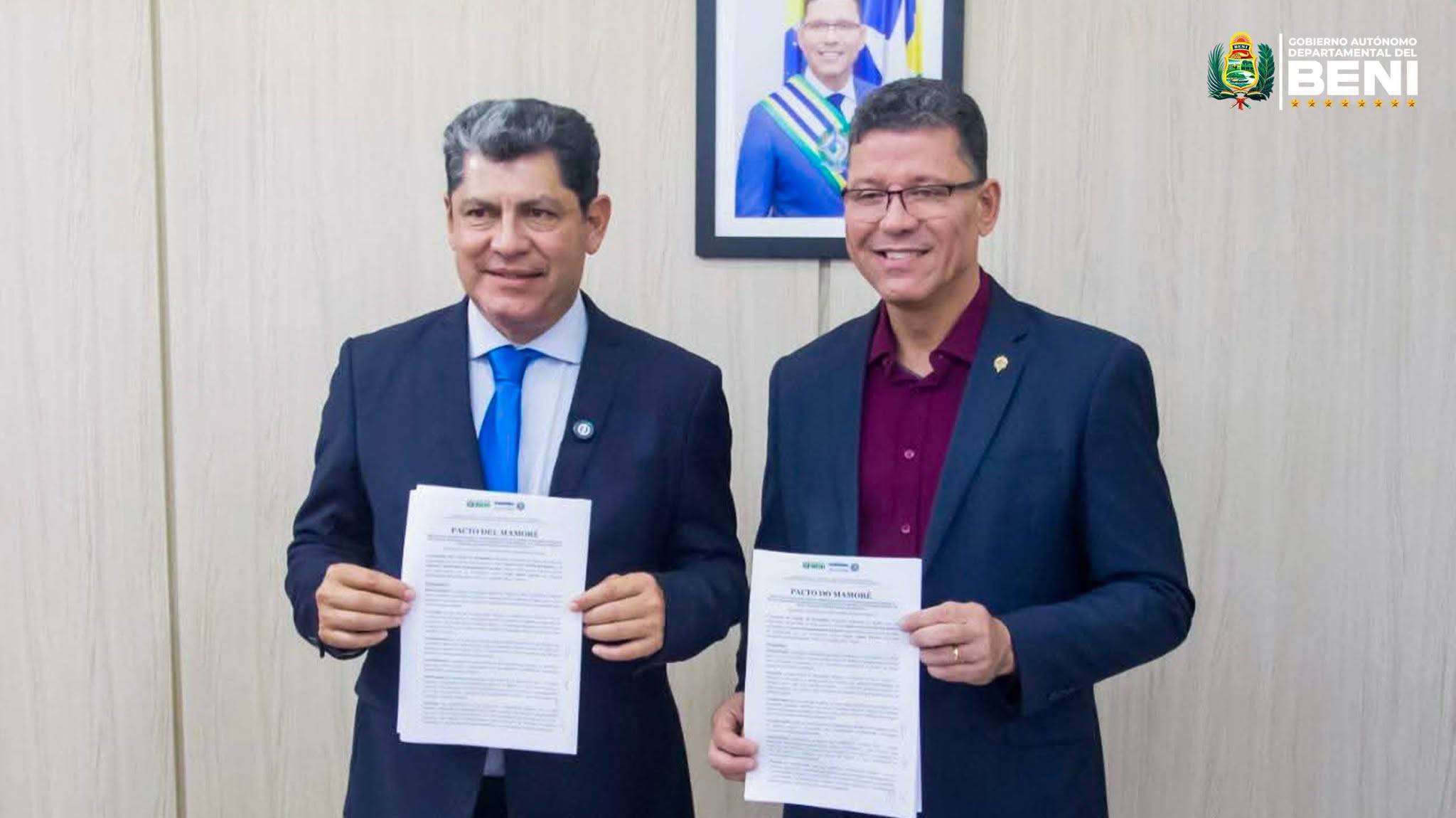 El gobernador del Beni junto con una Autoridad brasileña. Foto: GADB