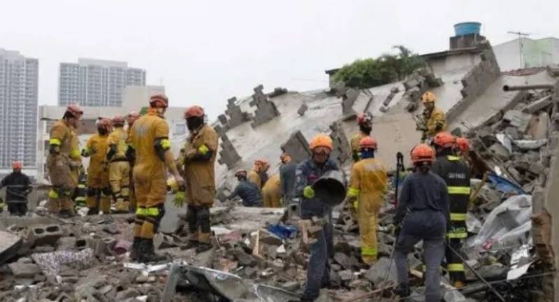 Daños tras el derrumbe de edificio en Brasil.