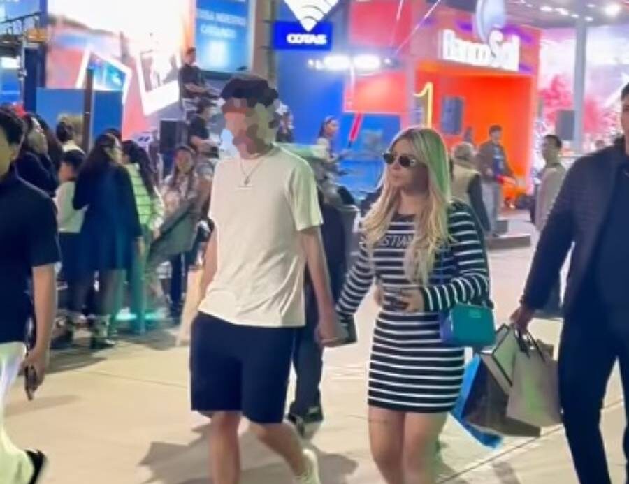 Tatiana Marset junto a su pareja en la Expocruz. Foto: captura video