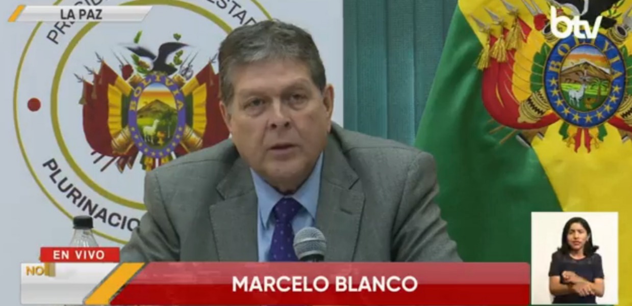 El ministro de Hidrocarburos y Energías, Marcelo Blanco. Imagen: Captura Bolivia Tv.