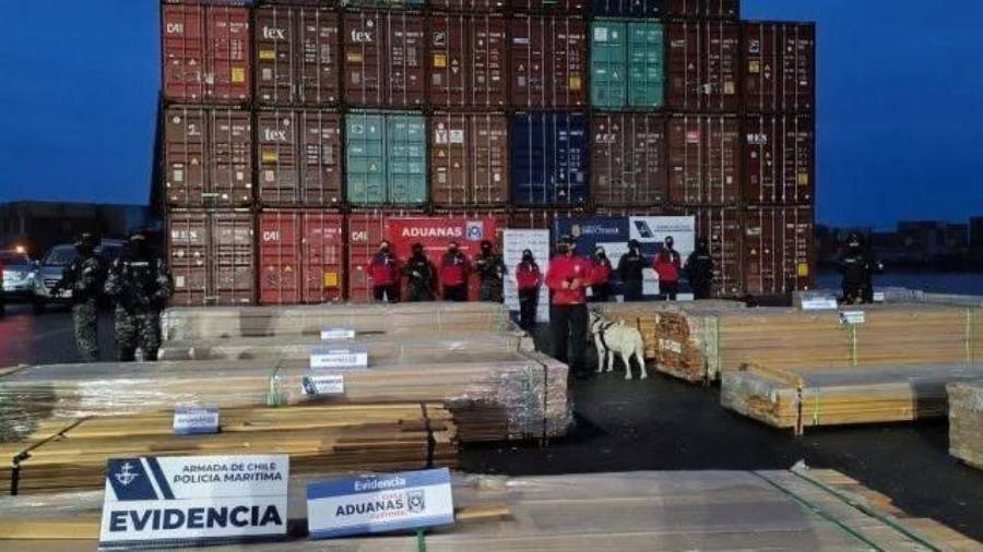 La madera secuestrada por autoridades de Chile. Foto: Internet.